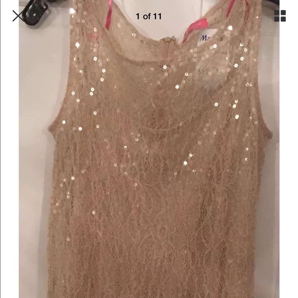 Issac Mirazi Champagne sequin Dress Size 6